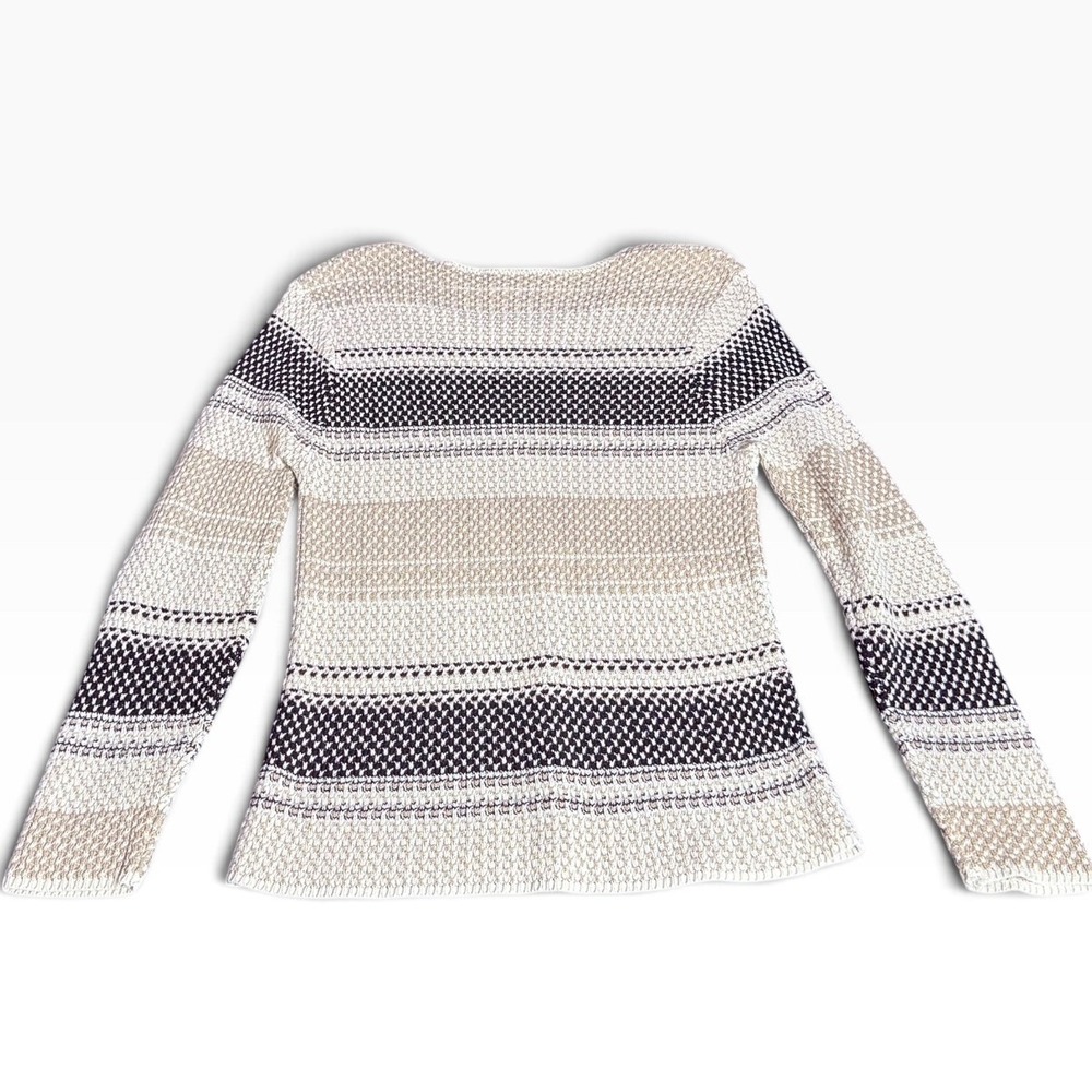 Vintage 90s Basic Editions Cotton Open Knit Striped Sweater Large y2k retro